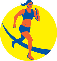 Image showing Female Triathlete Marathon Runner Retro