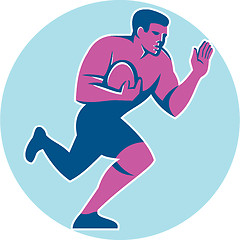 Image showing Rugby Player Fend Off Circle Retro