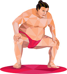 Image showing Japanese Sumo Wrestler Squat Low Polygon