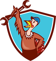 Image showing Turkey Mechanic Spanner Shield Cartoon