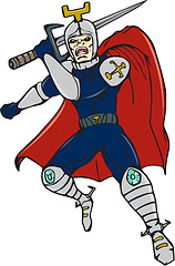 Image showing Knight Brandishing Sword Cartoon