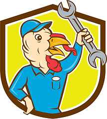 Image showing Turkey Mechanic Spanner Shield Cartoon