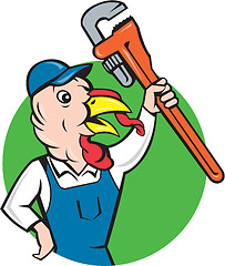 Image showing Turkey Plumber Monkey Wrench Circle Cartoon