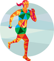 Image showing Female Triathlete Marathon Runner Low Polygon