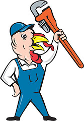 Image showing Turkey Plumber Monkey Wrench Cartoon