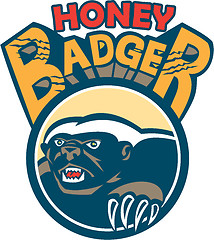 Image showing Honey Badger Mascot Claw Circle Retro