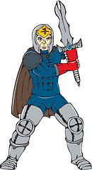 Image showing Knight Wielding Sword Front Cartoon