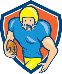 Image showing American Football Running Back Shield Cartoon