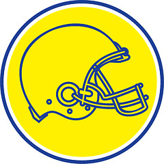 Image showing American Football Helmet Line Drawing Circle Retro