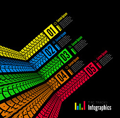 Image showing Tire tracks infographics background