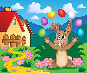 Image showing Young bunny with Easter eggs theme 5