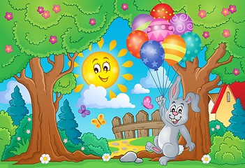 Image showing Spring theme with rabbit and balloons