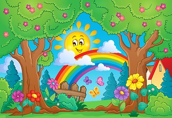 Image showing Spring theme with rainbow