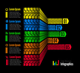 Image showing Tire tracks infographics background