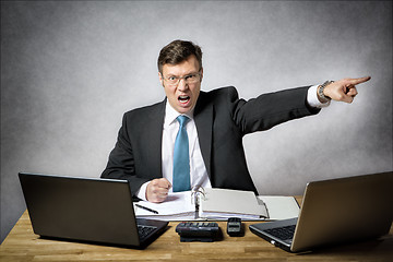 Image showing Angry business man in office