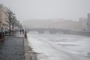 Image showing Fog on the waterfront.