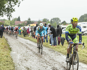 Image showing The Cyclist Daniele Bennati on a Cobbled Road - Tour de France 2