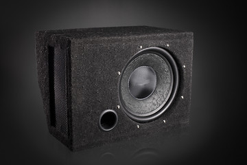 Image showing Black subwoofer speaker car audio music system