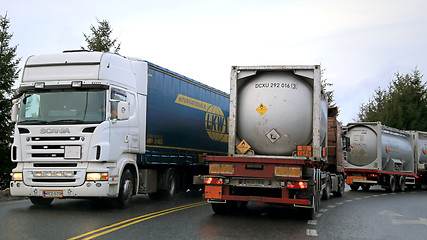 Image showing Busy Trailer Truck Traffic