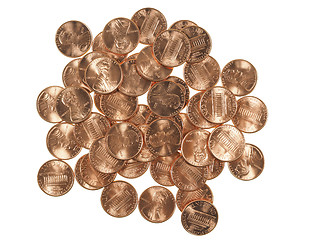 Image showing Dollar coins 1 cent wheat penny cent