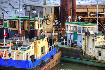 Image showing Ships moored at a shipyard