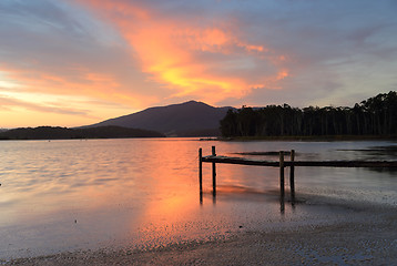 Image showing Amazing sunset over Mt Gulaga Australia