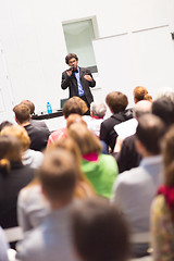 Image showing Speaker Talking at Business Conference.