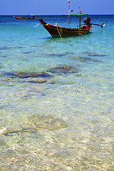 Image showing asia in the  kho tao     rocks   boat   thailand  and south chin