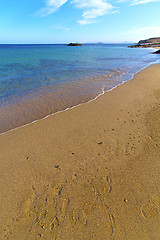 Image showing white coast lanzarote  in spain  footstep