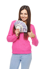 Image showing Woman with British pounds