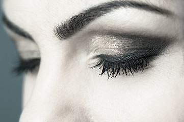 Image showing Closed Eyes Smoky Makeup Closeup