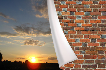 Image showing brick cuff on the beautiful panorama of sunset