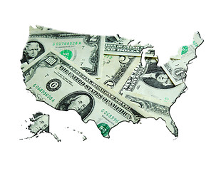 Image showing map of USA made from dollars