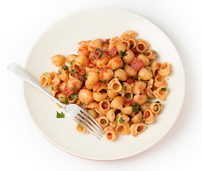 Image showing Pasta elbows arrabbiata from above