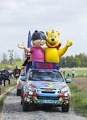 Image showing Haribo Vehicles during Paris Roubaix Cycling Race