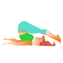 Image showing Normal a little fat woman doing yoga