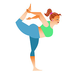 Image showing Normal a little fat woman doing yoga