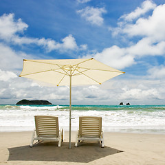 Image showing Two Chairs at the Beach