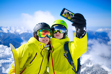 Image showing Young couple taking a selfie