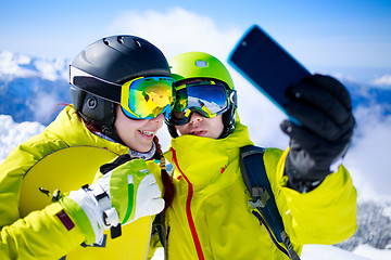 Image showing Young couple taking a selfie