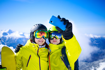 Image showing Young couple taking a selfie