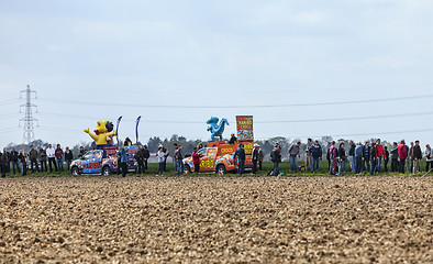 Image showing The Publicity Caravan During Paris Roubaix Cylcing Race