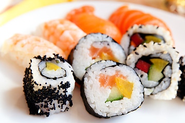 Image showing selection of different types of sushi