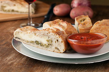 Image showing Fresh Sliced Stromboli Stuffed Bread