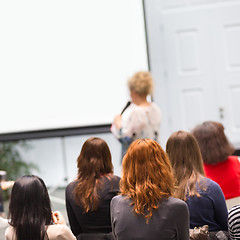 Image showing Woman lecturing at university.