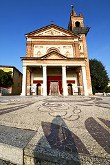 Image showing parabiago in  the old   church  closed brick tower sidewalk  lom