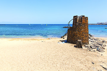 Image showing white coast lanzarote  in  tower and summer 