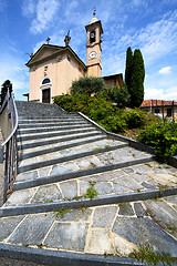 Image showing     jerago  old   closed brick tower sidewalk italy   