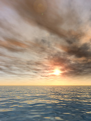 Image showing Conceptual sea water and sunset sky