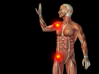 Image showing Conceptual human body anatomy pain on black